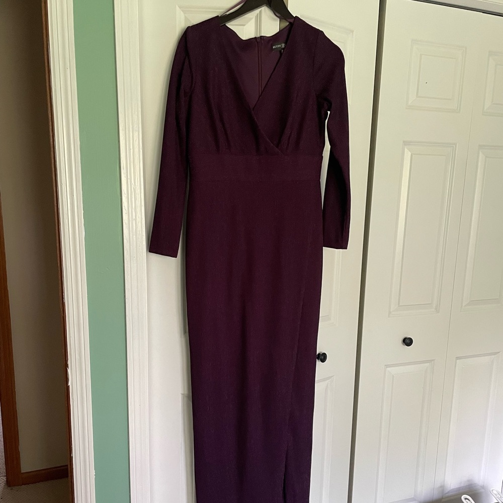 Betsy & Adam Purple Dress with Slit